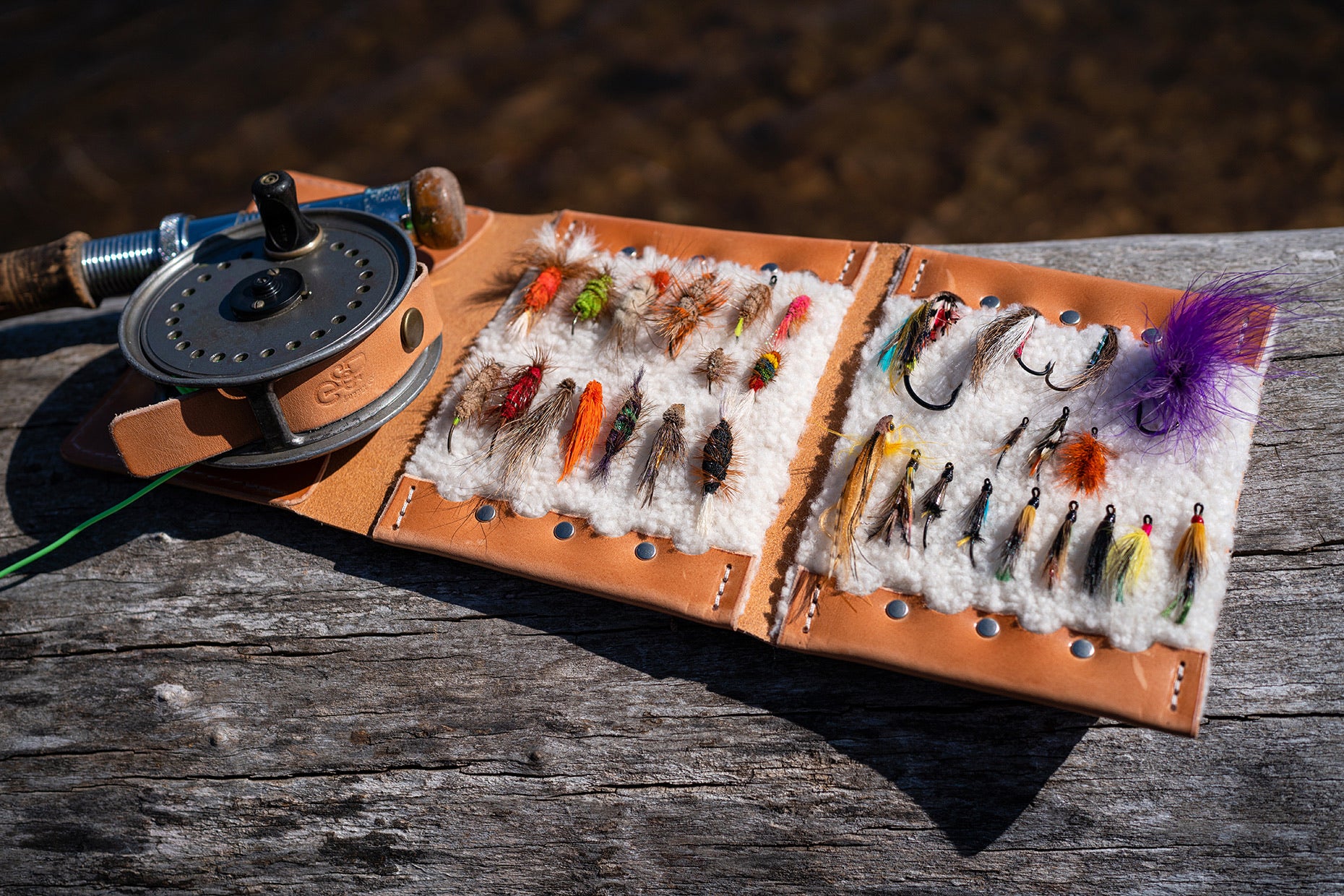 Fly Fishing Wallet - Sheepskin Lined - Handmade in Nova Scotia Brown