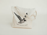 Heavyweight cotton canvas tote back with screenprinted seagull on the front