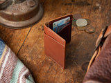 Brown veg-tan leather Bateston bi-fold wallet