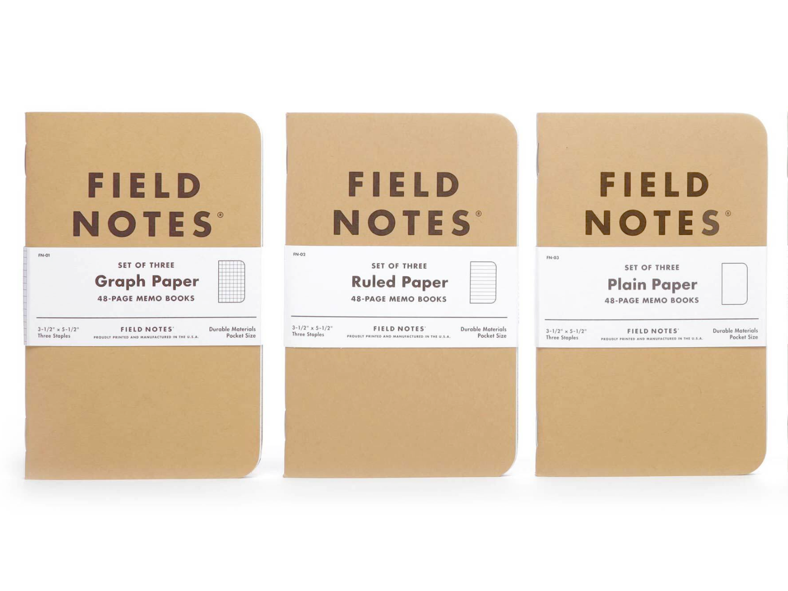 photo of set of 3 fieldnotes notebooks