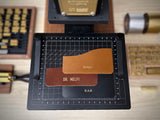 3 leather wallet pockets with custom gold foil emboss