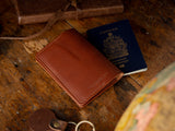 passport cover in brown veg-tan leather