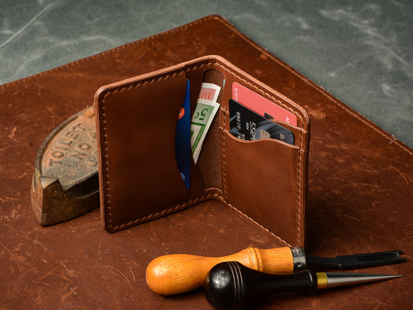 Barra bifold leather wallet in brown - inside