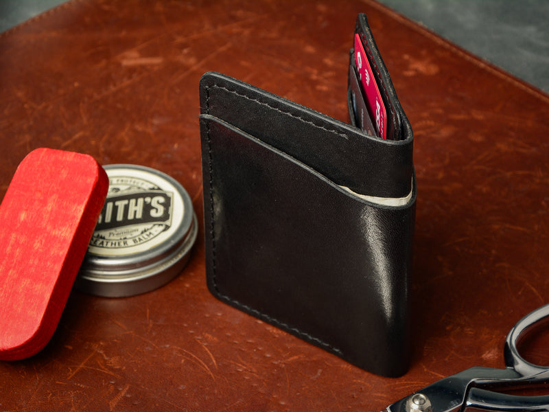Bateston leather bifold wallet in black - back