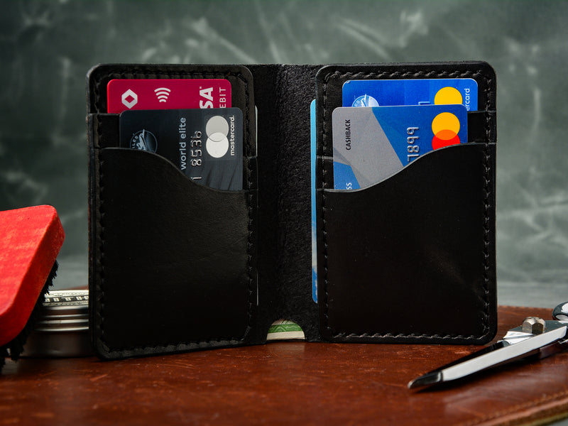 Bateston leather bifold wallet in black - inside