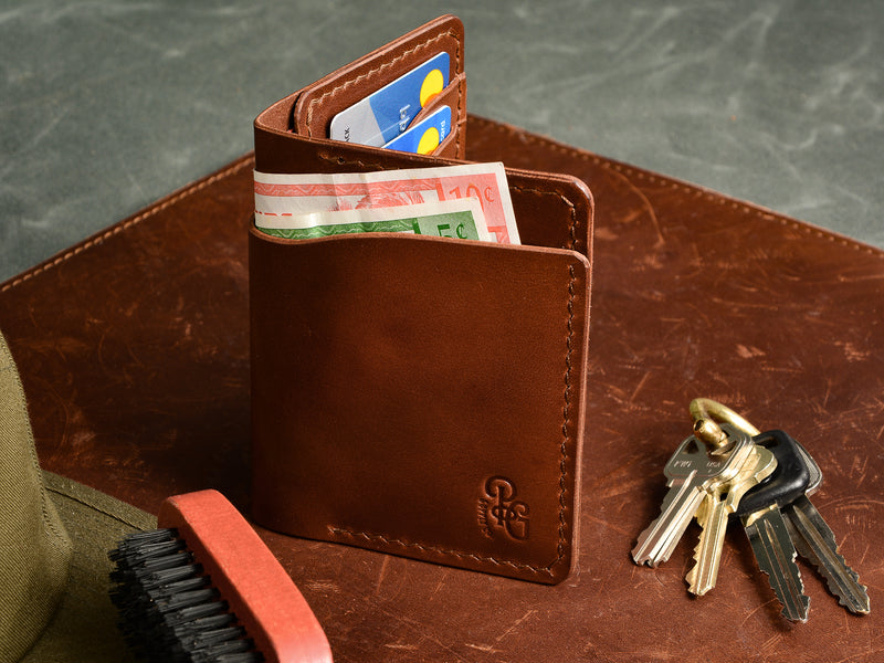 Bateston leather bifold wallet in brown - front