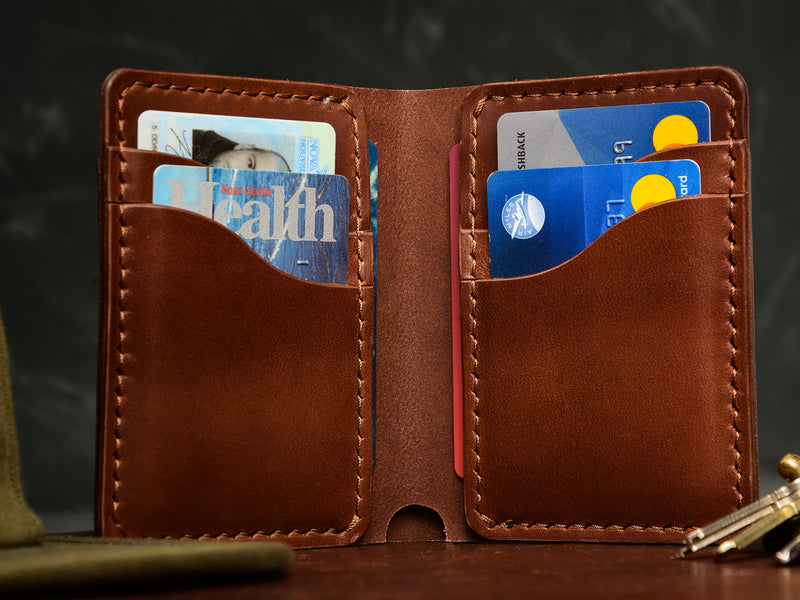 Bateston leather bifold wallet in brown - inside