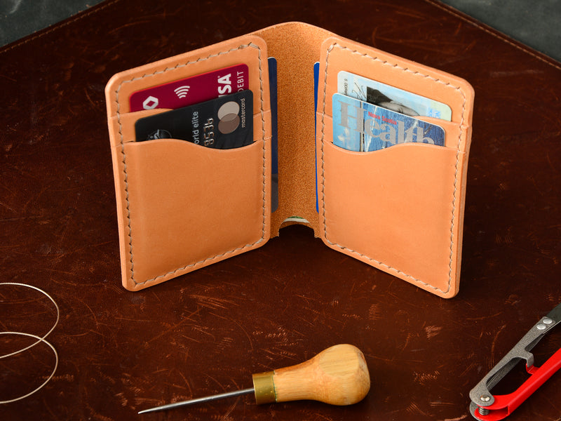 Bateston leather bifold wallet in russet - inside