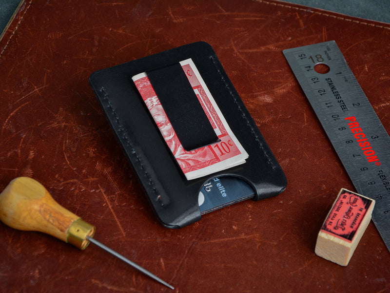 Lewis money clip wallet in black - back